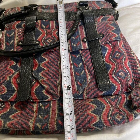 Volcom Destination Tote Blue & Red Geometric Design Crossbody Bag - Picture 16 of 16